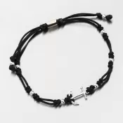 Náramok čierny povrázkový s kotvou 74-5192B-Black