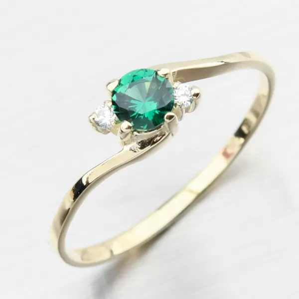 Zlatý prsteň s smaragdom a zirkónmi 351p-10106zl-Zel