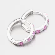 Strieborné kruhy s ružovými zirkónmi PKL-2276