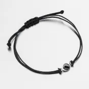 Šnúrkový náramok so zlatým príveskom LT14-015-B-Black