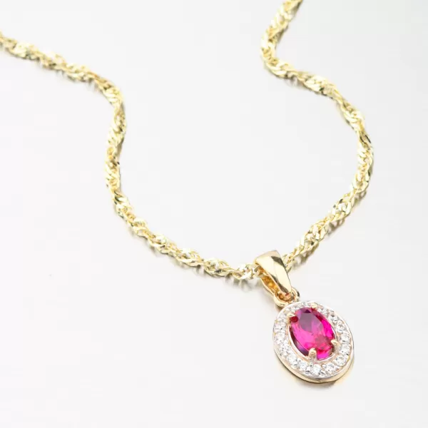 Dámsky prívesok zo žltého zlata 585 zirkón rubín a 53GZ-8056-ZLB-RUB
