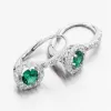 Náušnice vyrobené z bieleho zlata s smaragdom a zirkónmi 668p-20283-06