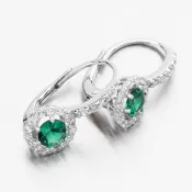 Náušnice vyrobené z bieleho zlata s smaragdom a zirkónmi 668p-20283-06