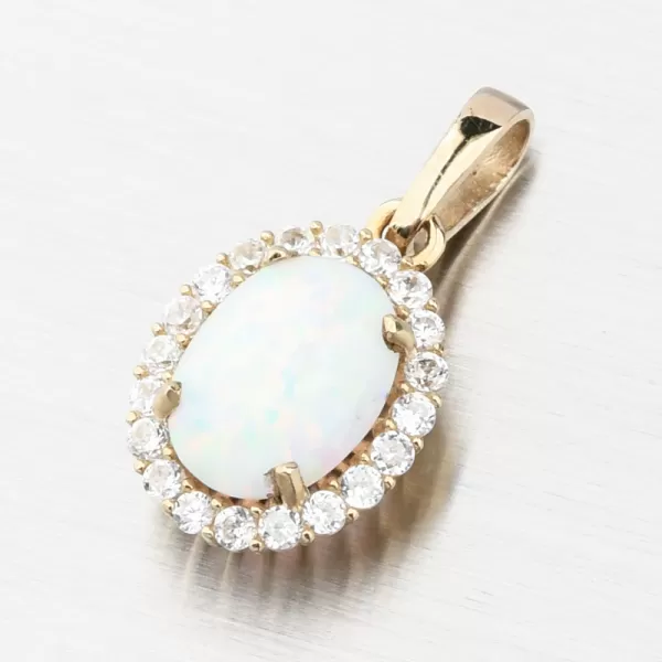 Zlatý prívesok s bielym opálom 522P-130510