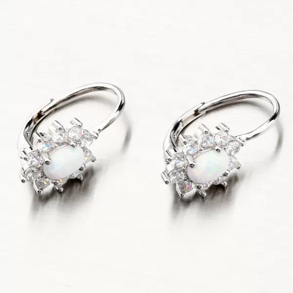Strieborné náušnice s bielym opálom a so zirkónmi PKL-2157