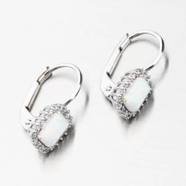 Náušnice z bieleho zlata s bielym opálom a so zirkónmi 118P-120870