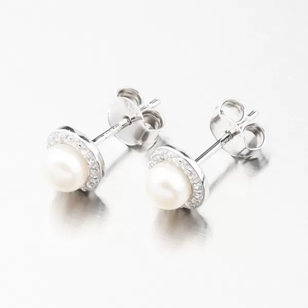 Strieborné náušnice s perlou SETST-12270