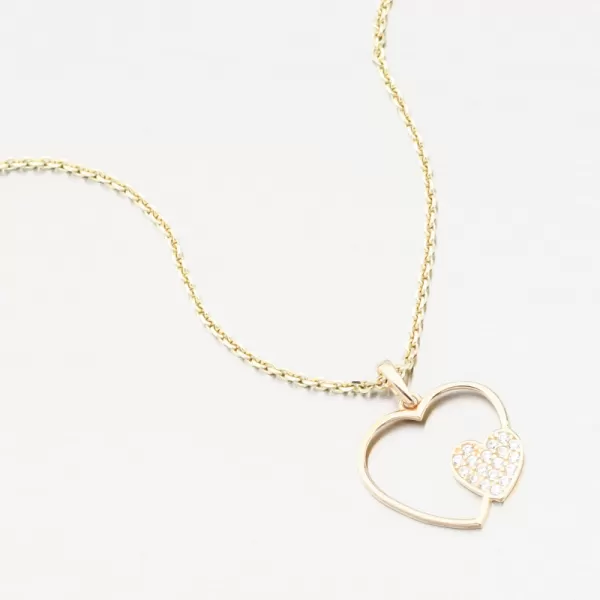 Zlatý prívesok srdiečko so zirkónmi 13R-420