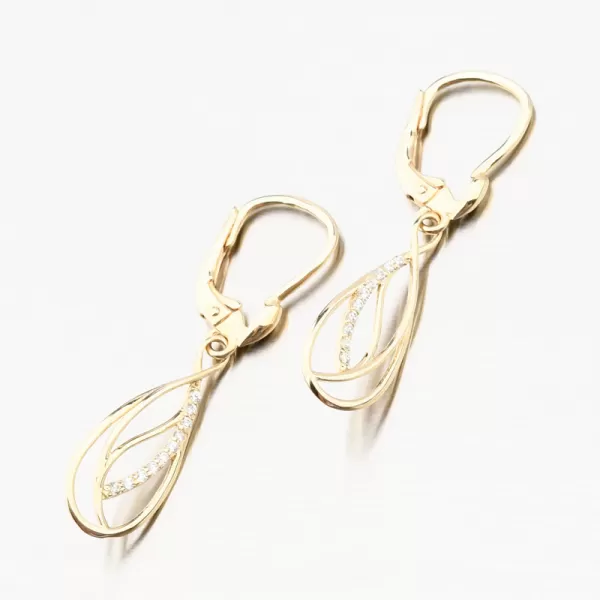 Zlaté visiace náušnice so zirkónmi 663P-120405