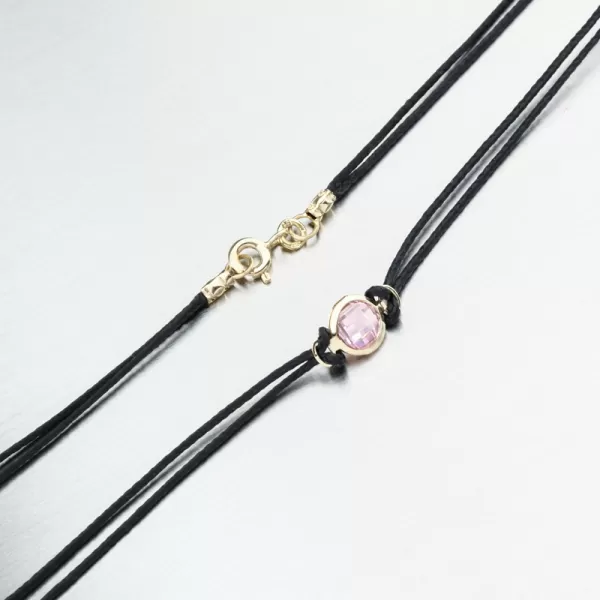 Retiazkový náhrdelník so zlatým príveskom LT15-001-ZL-PINK