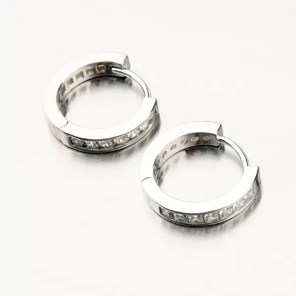 Obojstranné strieborné náušnice kruhy so zirkónmi PKL-2132
