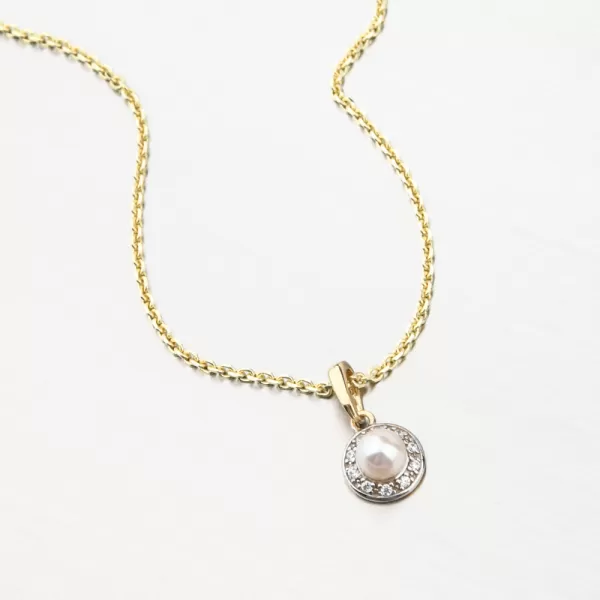 Zlatý prívesok s perlou a so zirkónmi 53GZ-2393-ZL