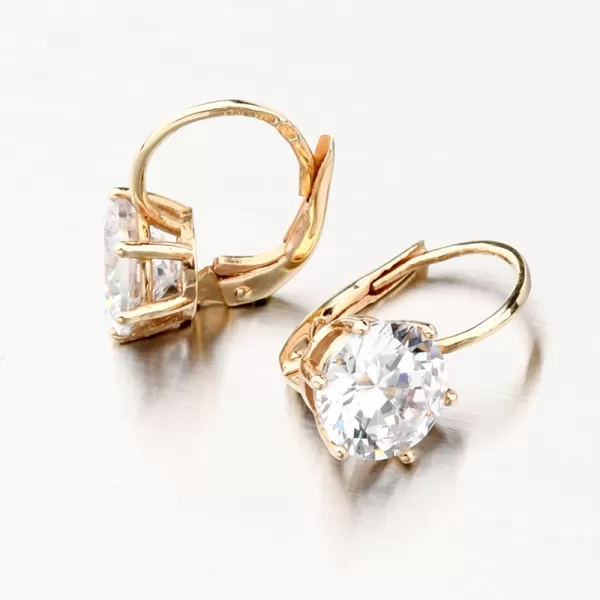 Zlaté náušnice korunky so zirkónmi 663P-120627