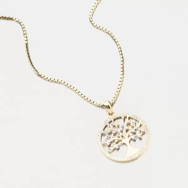 Zlatý prívesok strom života so zirkónmi 43-21990