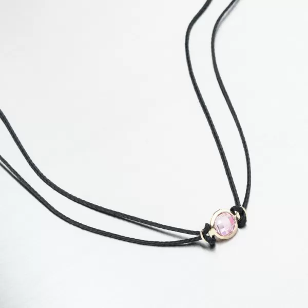 Retiazkový náhrdelník so zlatým príveskom LT15-001-ZL-PINK