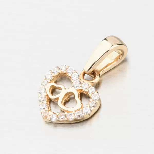 Zlatý prívesok srdca so zirkónmi GCA13-017
