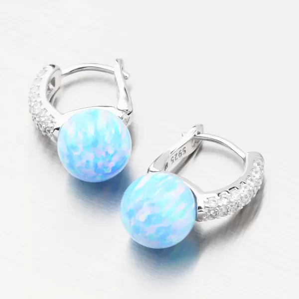 Strieborné náušnice so svetlo modrým opálom a so zirkónmi PKL-2167