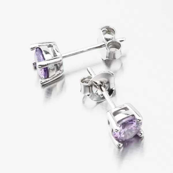 Strieborné náušnice kôstky s fialovým zirkónom UPST-121770