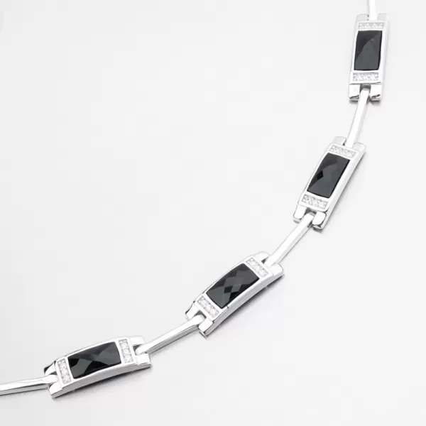 Strieborný náramok s čiernymi zirkónmi PKL-4044