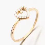 Dámsky prsteň zo žltého zlata 585 zirkón so srdiečkom 11R-345