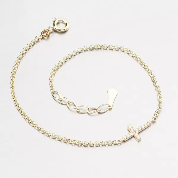 Zlatý náramok s krížovým DZF5832-Zl-Zir