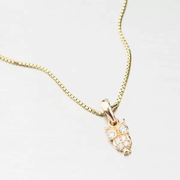 Zlatý prívesok sova so zirkónmi GCA13-013