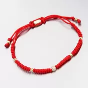 Náramok s červeným strunom s guľami a zirkónmi 74-5196ZL-CV