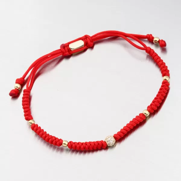 Náramok s červeným strunom s guľami a zirkónmi 74-5196ZL-CV