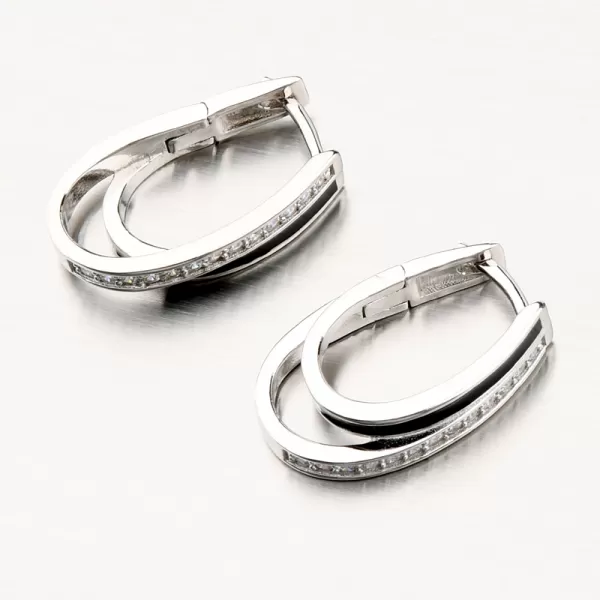 Visiace strieborné náušnice s čiernym smaltom a so zirkónmi PKL-2134