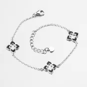 Strieborný náramok s čiernym kvetinou PKL-4045