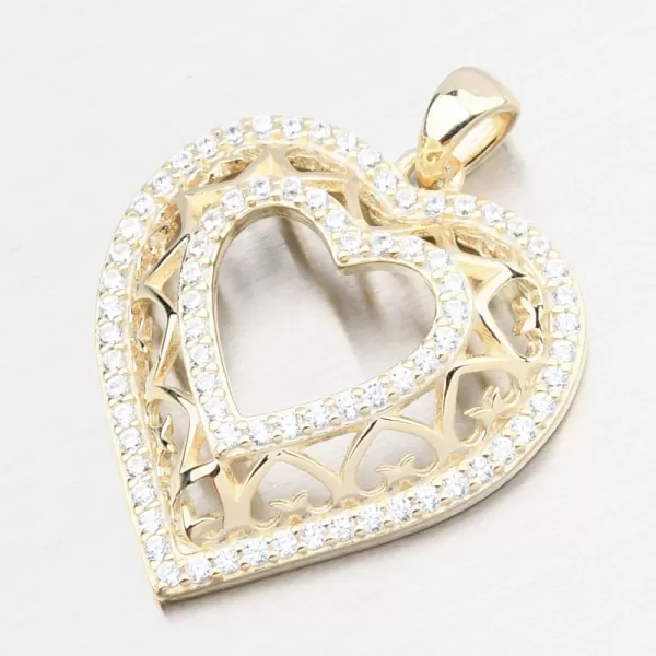 Pozlátené strieborné srdce so zirkónmi PKL-3168