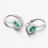 Náušnice vyrobené z bieleho zlata s smaragdom a zirkónmi 668p-20283-06