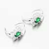 Strieborné náušnice so smaragdom a so zirkónmi PKL-2175