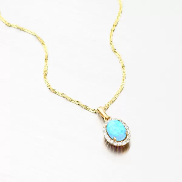 Zlatý prívesok s modrým opálom 522P-130510-49