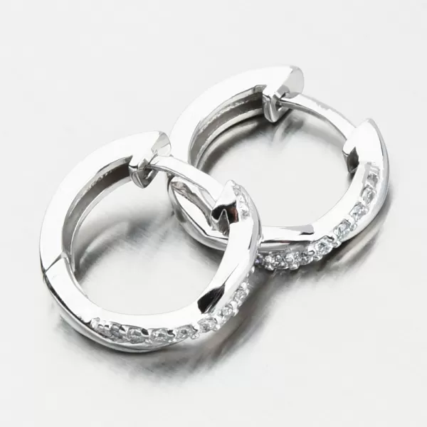 Náušnice Biele zlaté kruhy so zirkónmi DZF4104-B-ZIR