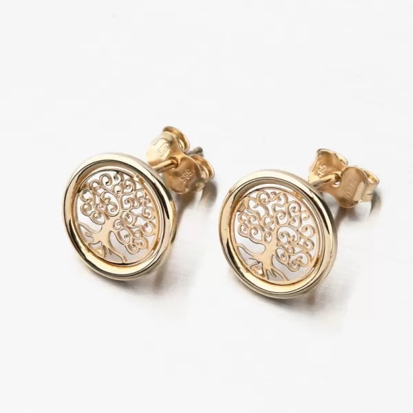 Dámske náušnice žlté zlato 585 strom života 143P-121815