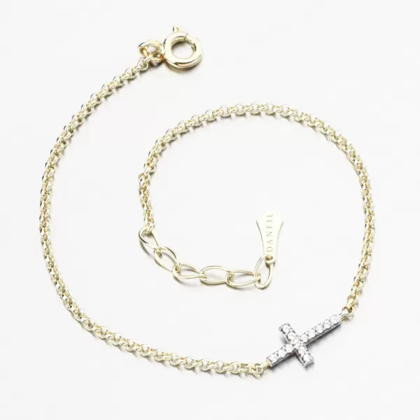 Zlatý náramok s krížovým DZF5832-ZLB-ZIR