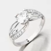 Prsteň z bieleho zlata so zirkónmi 186P-110465