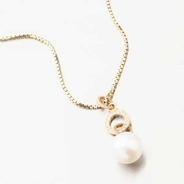 Zlatý prívesok s perlou a so zirkónmi 53GZZ-3123Z