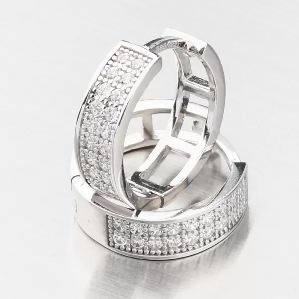 Dámske náušnice biele zlato 585 zirkónové kruhy 12R-723