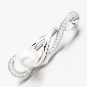 Strieborná brošňa s perlou a so zirkónmi PKL-6014