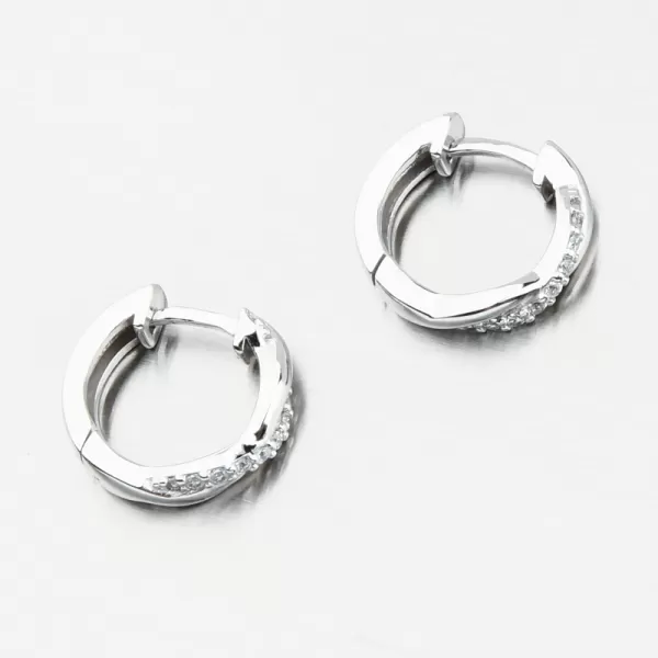 Náušnice Biele zlaté kruhy so zirkónmi DZF4104-B-ZIR