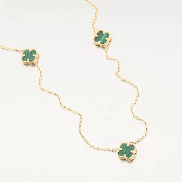 Dámsky náhrdelník žlté zlato 585 štvorlístok 15R-059