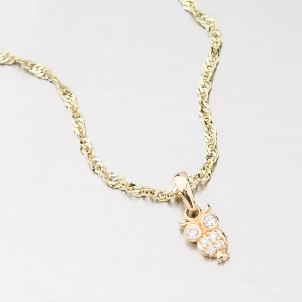 Zlatý prívesok sova so zirkónmi GCA13-013