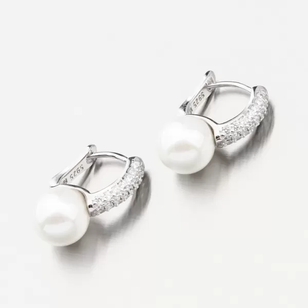 Strieborné náušnice s perlou a so zirkónmi PKL-2195