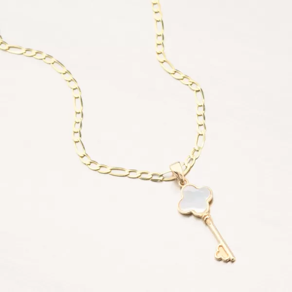 Dámsky prívesok zo žltého zlata 585 kľúč s perleťou 142P-130894