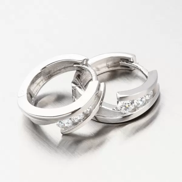 Krúžky so zirkónmi z bieleho zlata DZ1794-B-ZIR