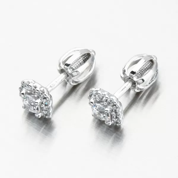 Náušnice vyrobené z bieleho zlata so zirkónmi DZF5541-B-ZIR