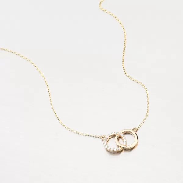 Dámsky náhrdelník žlté zlato 585 zirkón 15R-060