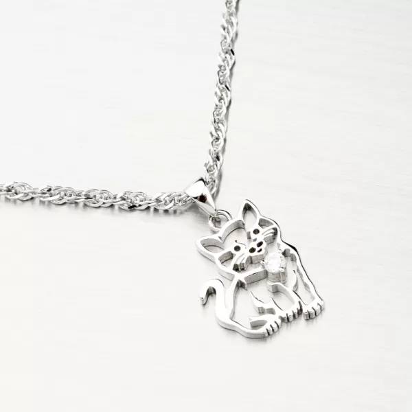 Strieborný prívesok mačka so zirkónom PKL-3118